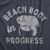 Mens Beach Body In Progress T Shirt Funny Big Chubby Manitee Tee For Guys
