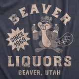 Mens Beaver Liquors T Shirt Funny Booze Bottle Drinking Joke Tee For Guys