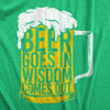 Womens Beer Goes In Wisdom Comes Out T Shirt Funny St Paddys Day Parade Beer Drinking Foam Tee For Ladies