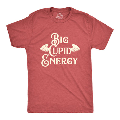 Mens Big Cupid Energy T Shirt Funny Cute Valentines Day Vibes Angel Wings Tee For Guys
