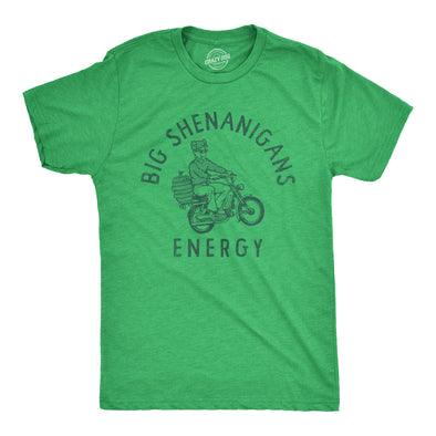 Mens Big Shenanigans Energy T Shirt Funny St Paddys Day Drinking Partying Vibes Tee For Guys