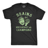 Mens Brains The Breakfast Of Champions T Shirt Funny Halloween Zombie Joke Tee For Guys