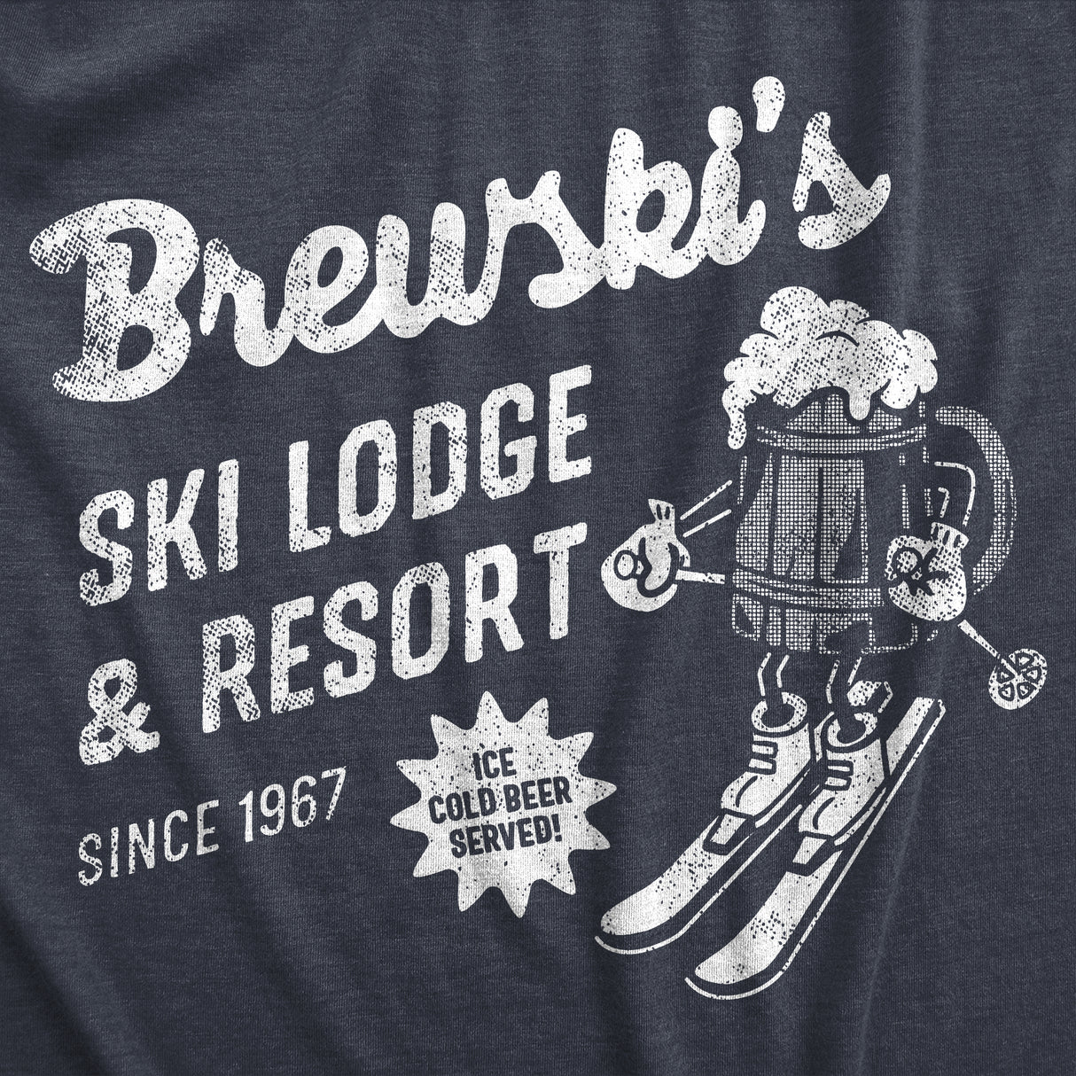 Mens Brewskis Ski Lodge and Resort T Shirt Funny Drinking Skiing Partying Tee for Guys