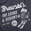 Mens Brewskis Ski Lodge And Resort T Shirt Funny Drinking Skiing Partying Tee For Guys