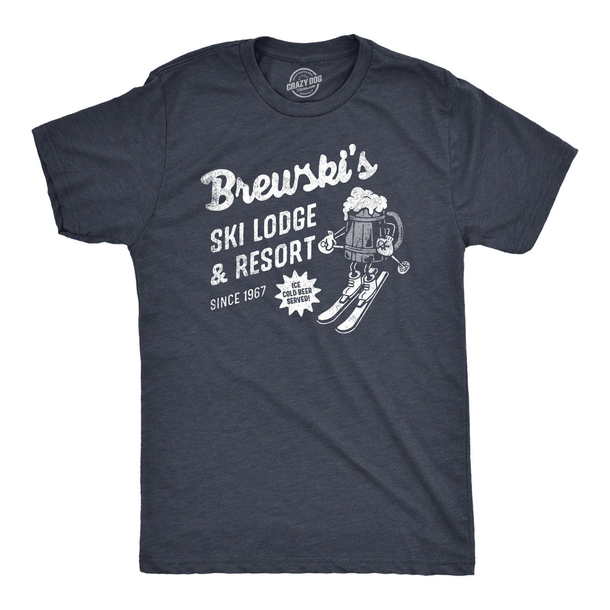 Mens Brewskis Ski Lodge and Resort T Shirt Funny Drinking Skiing Partying Tee for Guys