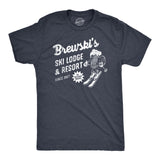Mens Brewskis Ski Lodge and Resort T Shirt Funny Drinking Skiing Partying Tee for Guys