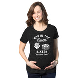 Maternity Bun In The Oven Bakery T Shirt Funny Cute Pregnant Pastry Baking Tee for Ladies