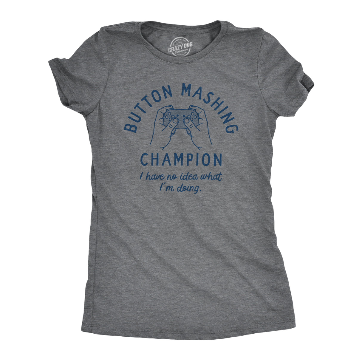 Womens Button Mashing Champion T Shirt Funny Video Gaming Controller Joke Tee For Ladies