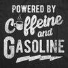 Mens Powered By Caffeine And Gasoline T Shirt Funny Coffee Mechanic Joke Tee For Guys