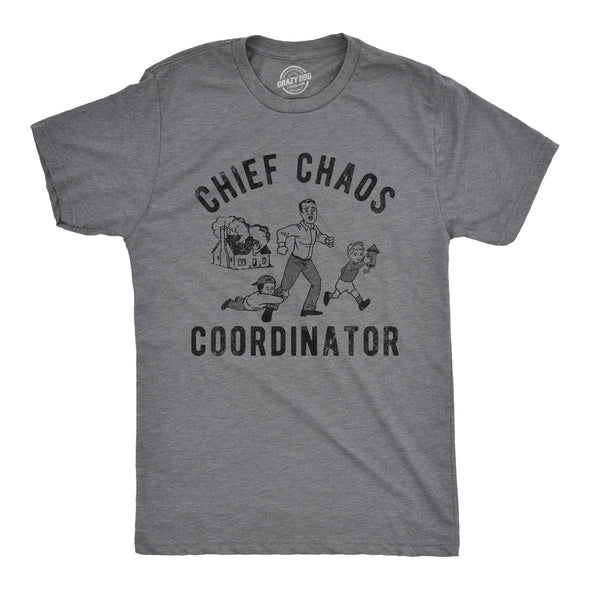 Mens Chief Chaos Coordinator T Shirt Funny Fathers Day Crazy Family Joke Tee For Guys