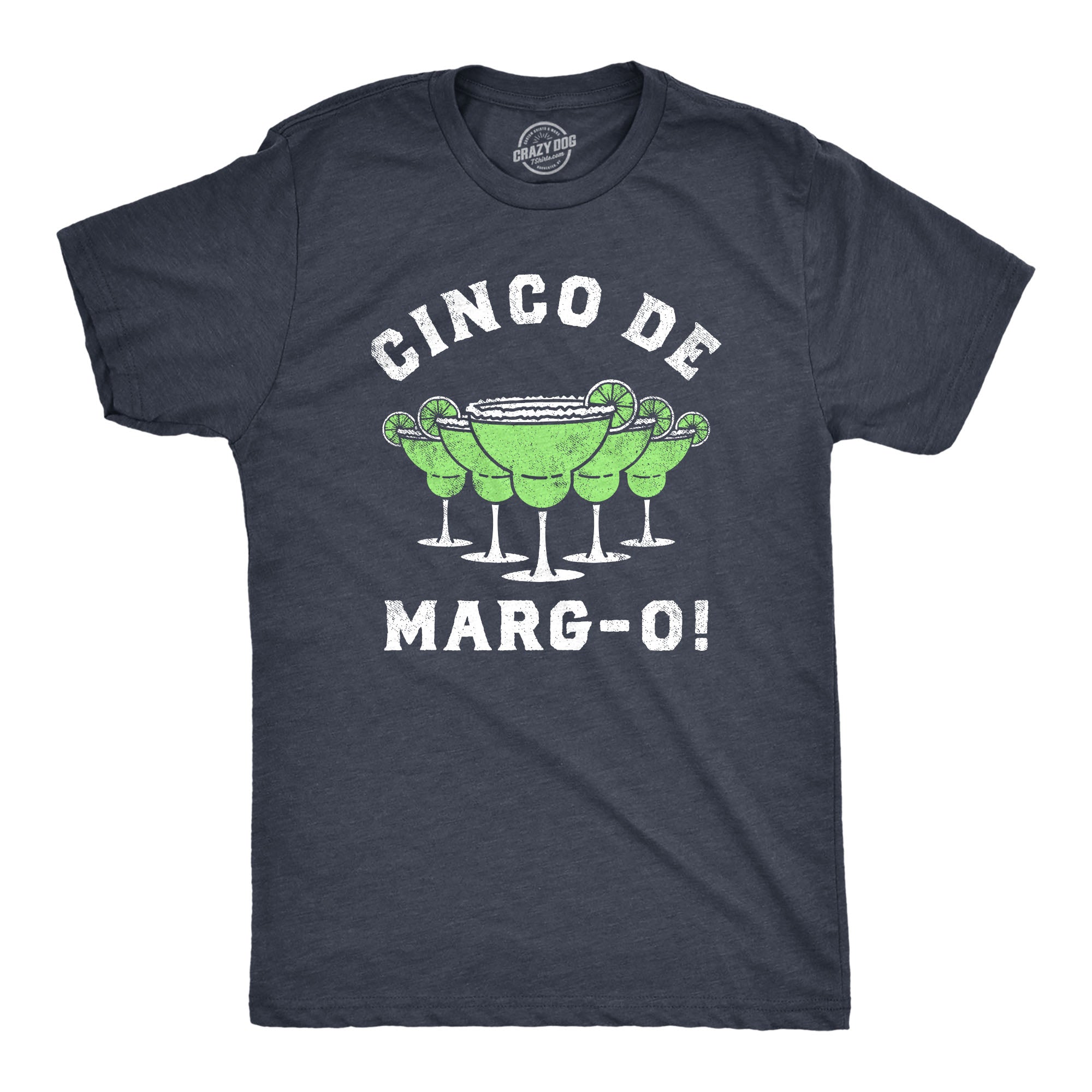 Mens Cinco De Margo T Shirt Funny Margarita Drinking Cinco De Mayo Party Tee For Guys 3XL Heather Navy MARGO