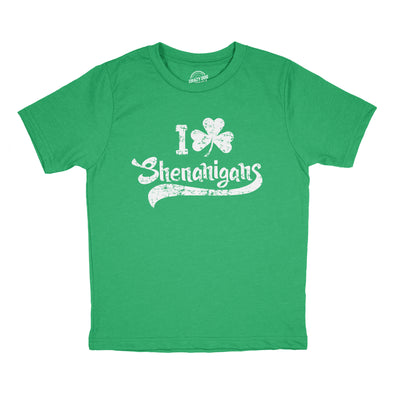 Youth I Clover Shenanigans T Shirt Funny Saint Patrick's Day Parade Tee For Kids