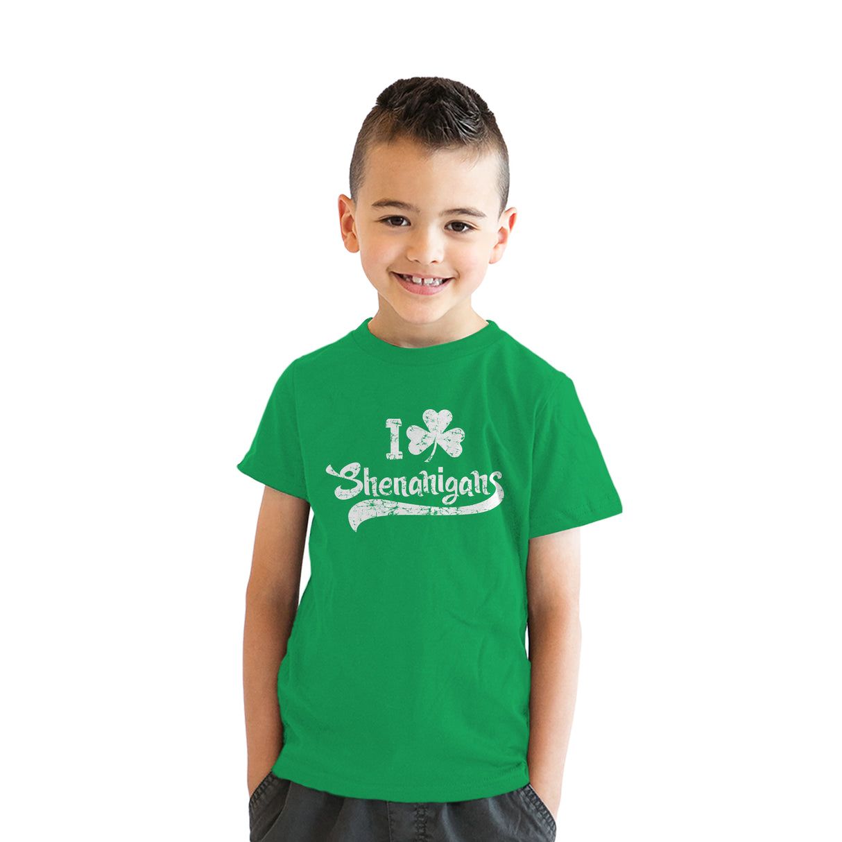 Youth T Shirts I Clover Shenanigans Funny St Patricks Day Tee For Kids