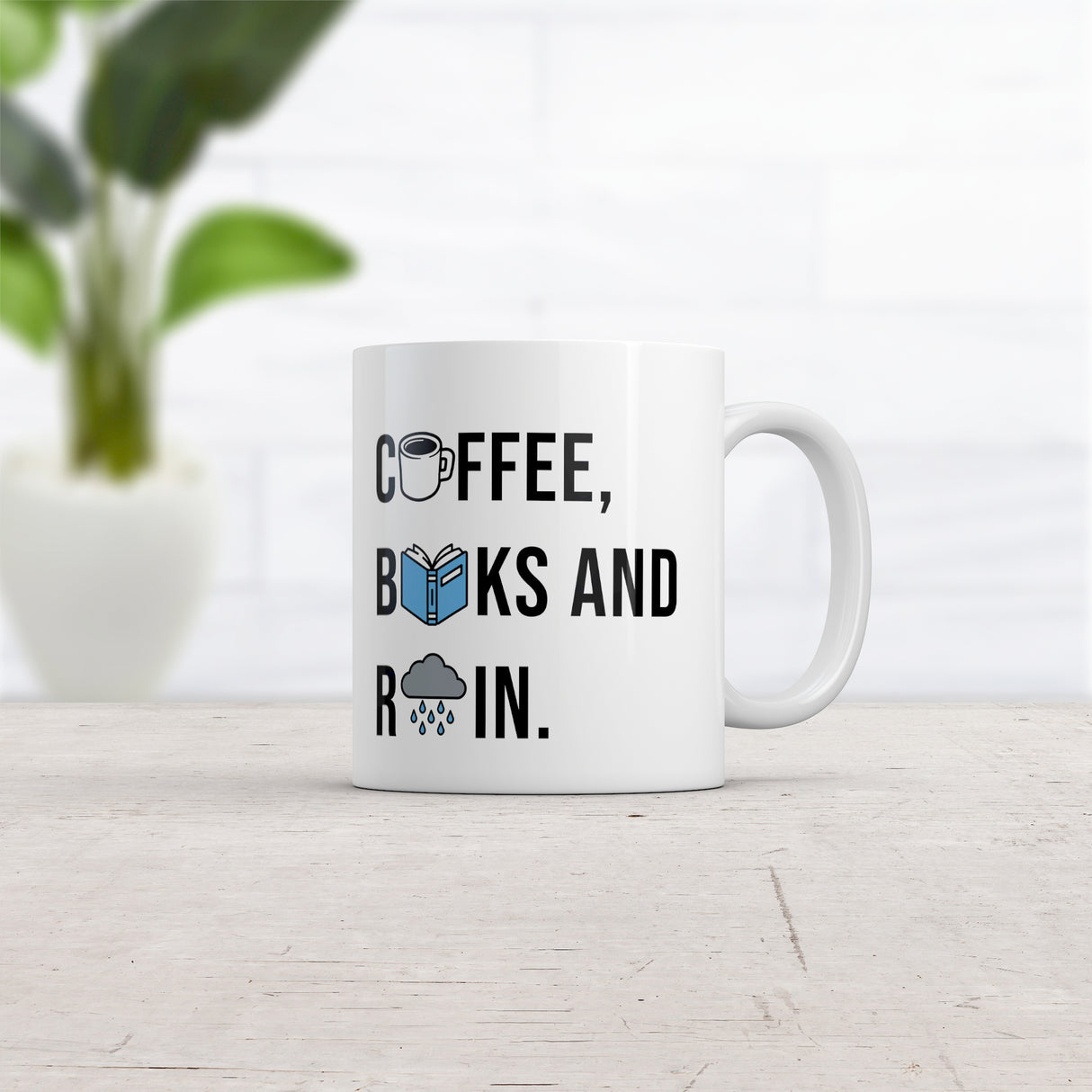 Coffee Books And Rain Mug Funny Caffeine Reading Storm Lovers Novelty Cup-11oz