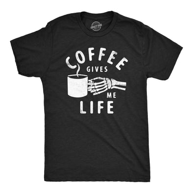 Mens Coffee Gives Me Life T Shirt Funny Caffeine Lovers Java Addicts Joke Tee For Guys