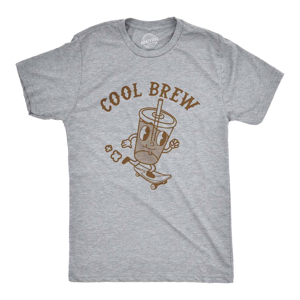 Mens Cool Brew T Shirt Funny Rad Skateboarding Cold Coffee Joke Tee For Guys