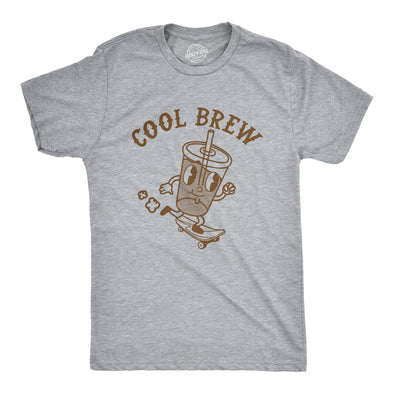 Mens Cool Brew T Shirt Funny Rad Skateboarding Cold Coffee Joke Tee For Guys