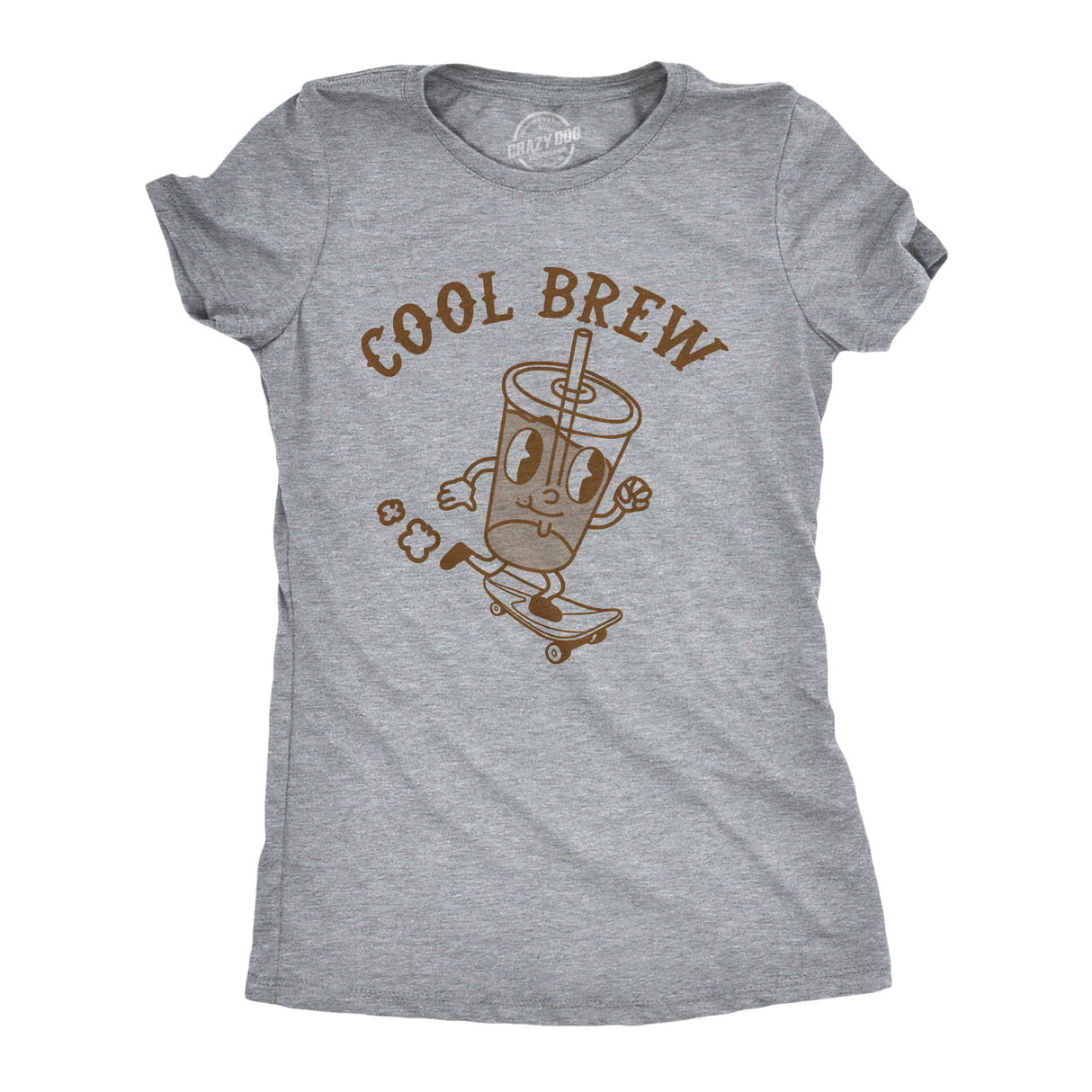 Womens Cool Brew T Shirt Funny Rad Skateboarding Cold Coffee Joke Tee For Ladies