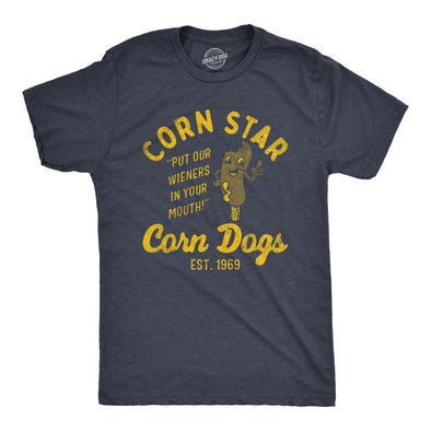 Mens Corn Star Corn Dogs T Shirt Funny Hot Dog Adult Joke Tee For Guys
