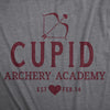 Mens Cupid Archery Academy T Shirt Funny Valentines Day Cupids Bow And Arrow Tee For Guys