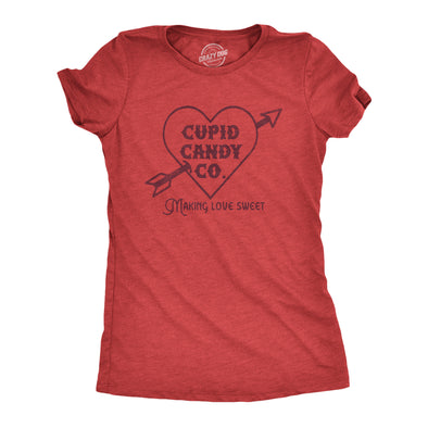 Womens Cupid Candy Co T Shirt Funny Cute Valentines Day Sweet Treat Lovers Tee For Ladies