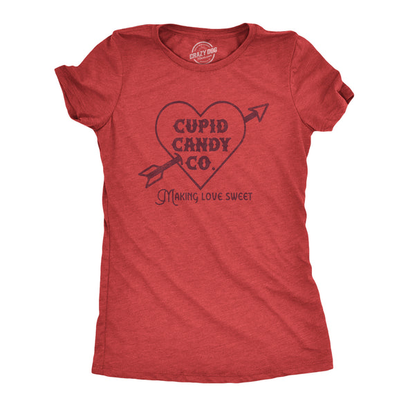 Womens Cupid Candy Co T Shirt Funny Cute Valentines Day Sweet Treat Lovers Tee For Ladies