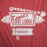 Mens Cupids Love Lodge T Shirt Funny Valentines Day Shirt for Men