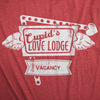 Womens Cupids Love Lodge T Shirt Funny Valentines Day Motel Joke Tee For Ladies