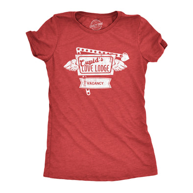 Womens Cupids Love Lodge T Shirt Funny Valentines Day Motel Joke Tee For Ladies