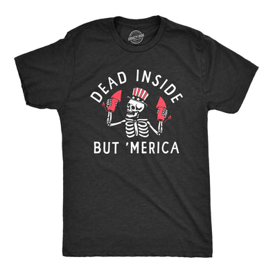 Mens Dead Inside But Merica T Shirt Funny Depressed Fourth Of July Party Tee For Guys