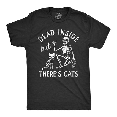 Mens Dead Inside But Theres Cats T Shirt Funny Depressed Kitten Lovers Joke Tee For Guys