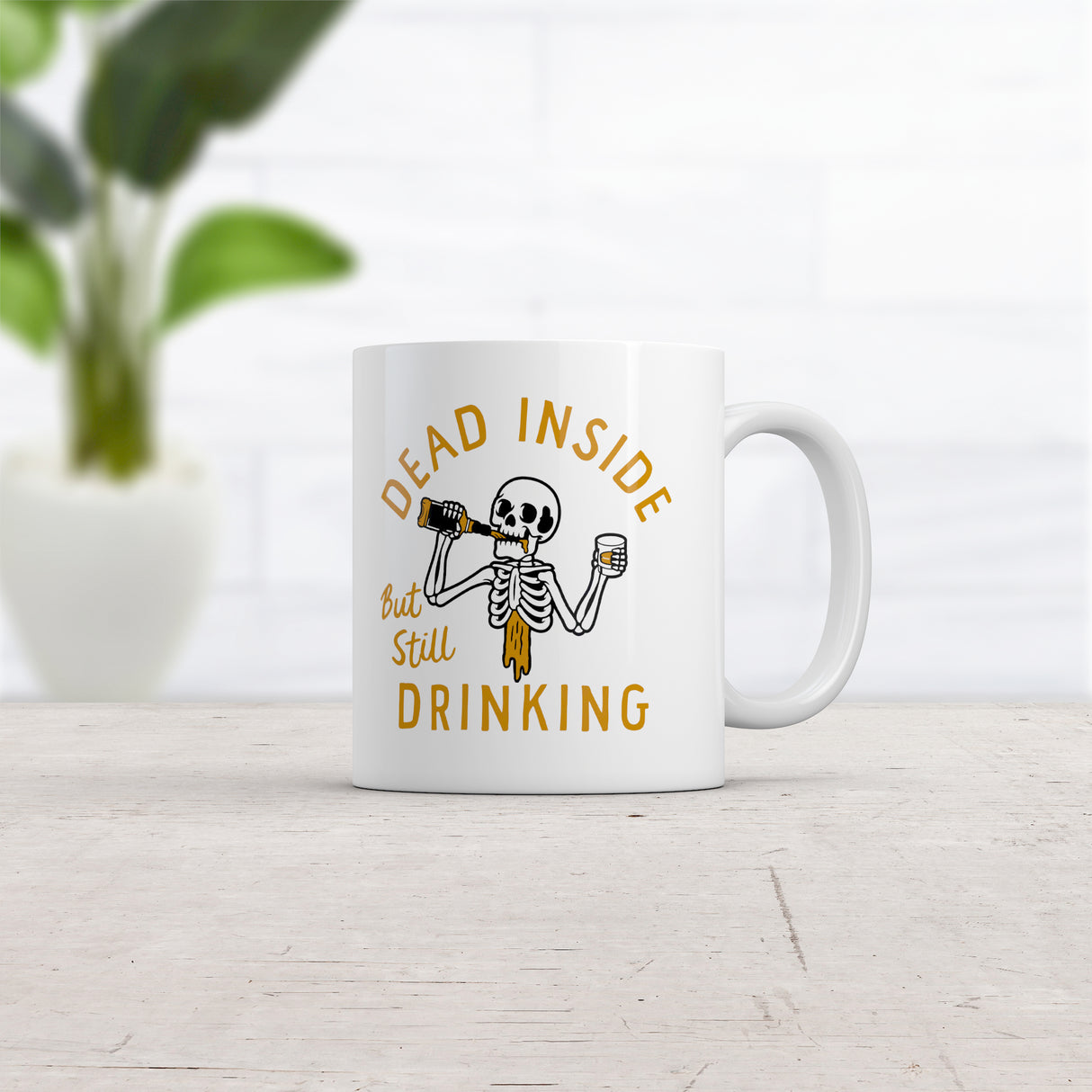 Dead Inside But Still Drinking Mug Funny Spooky Drunk Skeleton Cup-11oz