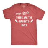 Mens Dear Santa These Are The Naughty Ones T Shirt Funny Xmas Workout Buff Arms Joke Tee for Guys
