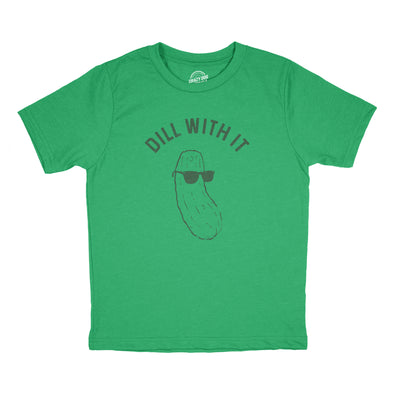Youth Dill With It T Shirt Funny Pickles Deal With It Vegetable Joke Tee For Kids