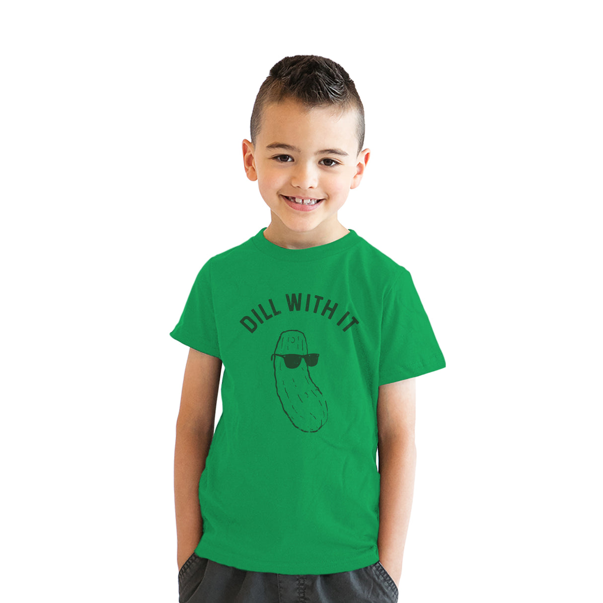 Youth Dill With It T Shirt Funny Pickles Deal With It Vegetable Joke Tee For Kids