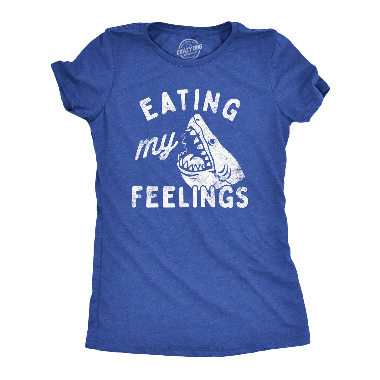 Womens Eating My Feelings T Shirt Funny Shark Bite Joke Tee for Ladies