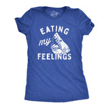Womens Eating My Feelings T Shirt Funny Shark Bite Joke Tee for Ladies
