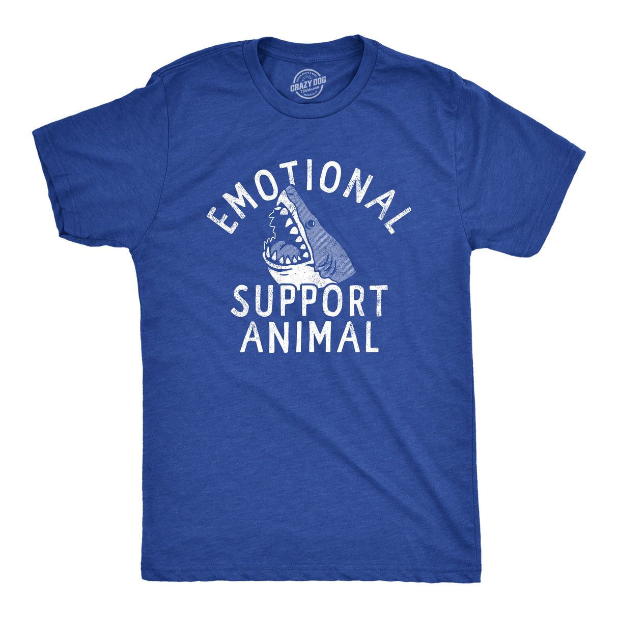 Mens Emotional Support Animal T Shirt Funny Scary Shark Attack Joke Tee for Guys