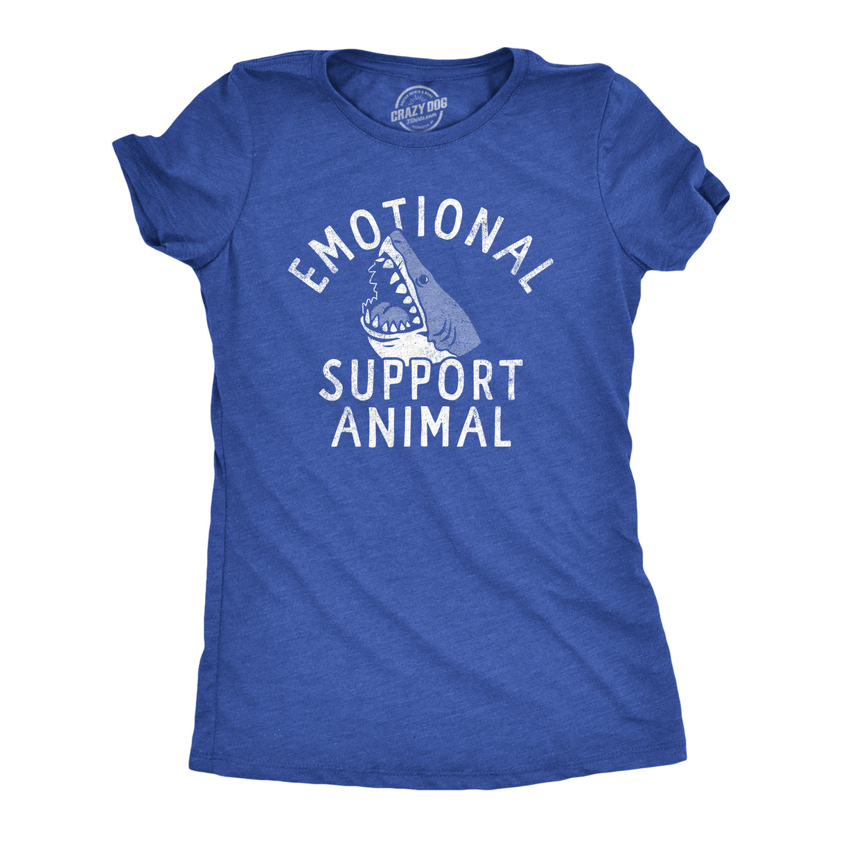 Womens Emotional Support Animal T Shirt Funny Scary Shark Attack Joke Tee for Ladies