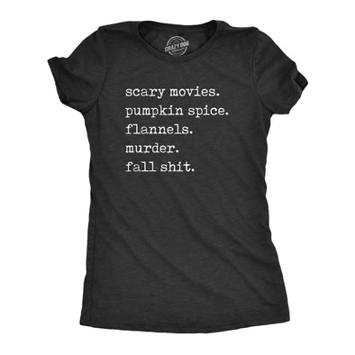 Womens Scary Movies Pumpkin Spice Flannels Murder Fall Shit T Shirt Funny Autumn Lovers Tee For Ladies