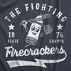 Mens The Fighting Firecrackers T Shirt Funny Fourth Of July Party Baseball Team Tee For Guys
