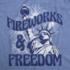 Womens Fireworks And Freedom T Shirt Funny Awesome Fourth Of July Statue Of Liberty Tee For Ladies