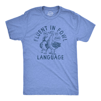 Mens Fluent In Fowl Language T Shirt Funny Swearing Cursing Ducks Joke Tee For Guys