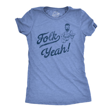 Womens Folk Yeah T Shirt Funny Bluegrass Musician Fuck Joke Tee For Ladies