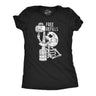 Womens Free Refills T Shirt Funny Halloween Drinking Skeleton Joke Tee For Ladies