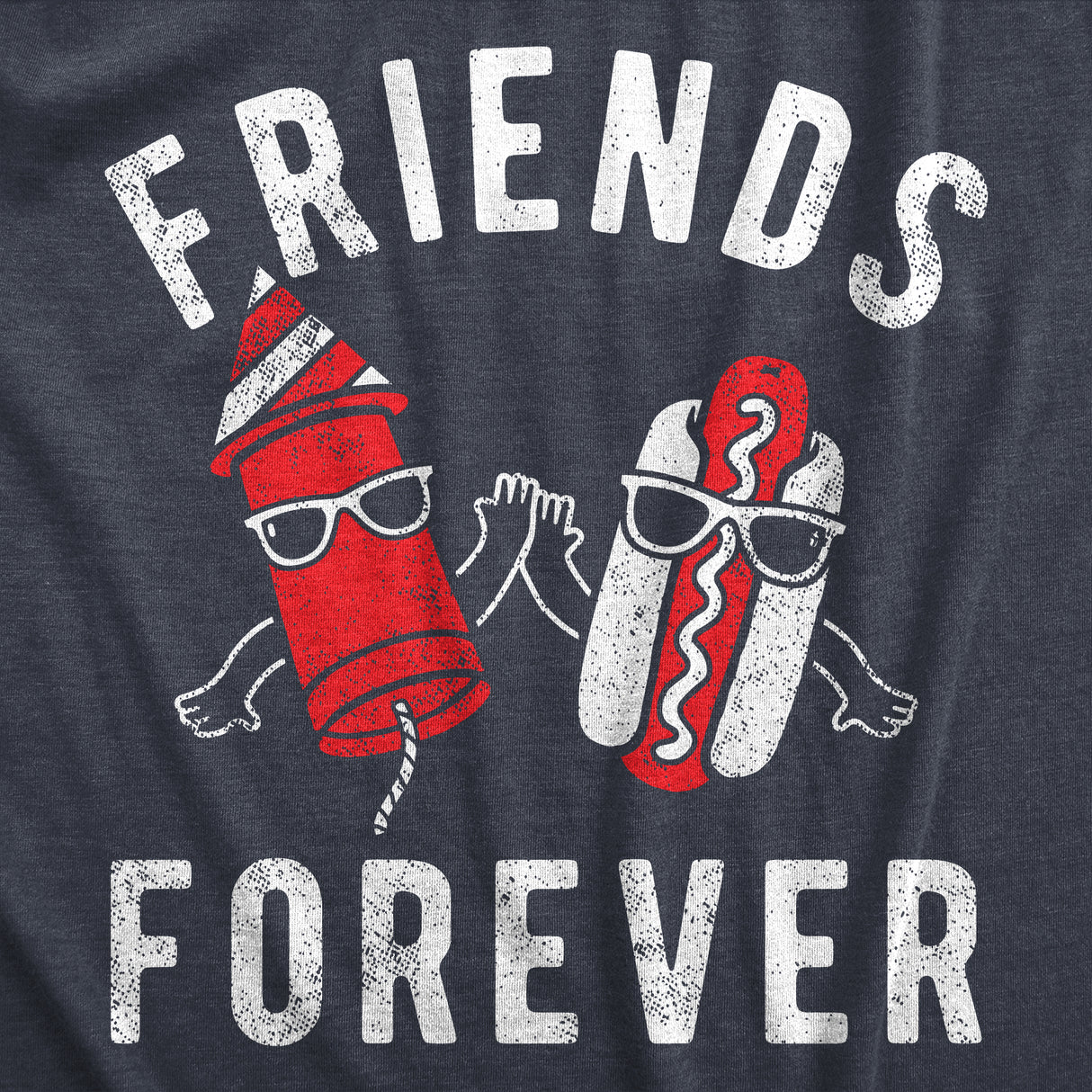 Mens Friends Forever Firecracker Hot Dog T Shirt Funny Fourth Of July Party Cookout Fireworks Tee For Guys