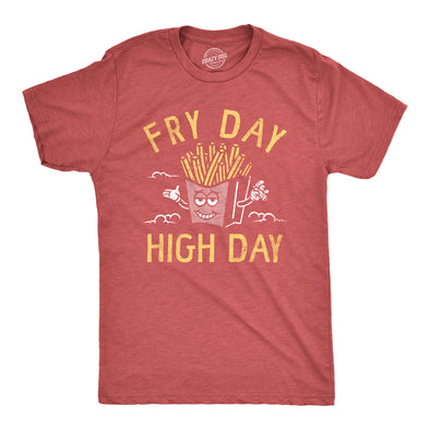 Mens Fry Day High Day T Shirt Funny 420 Pot Lovers French Fries Joke Tee For Guys