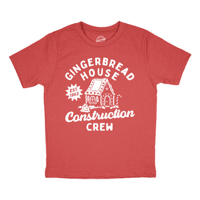 Youth Gingerbread House Construction Crew T Shirt Funny Xmas Treat Joke Tee For Kids