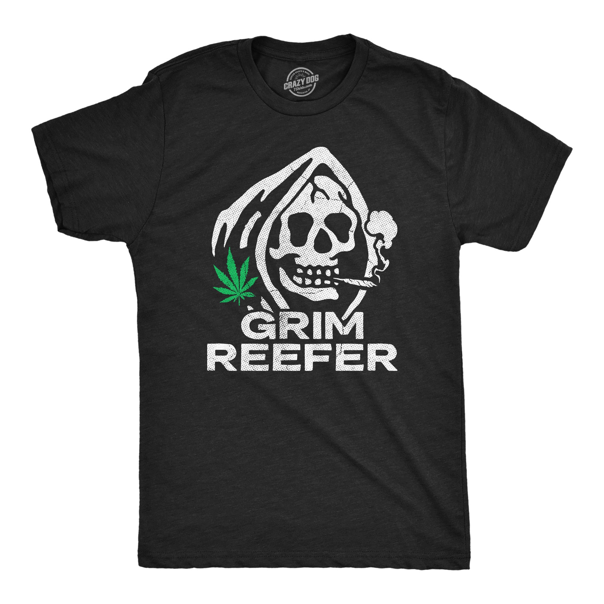 Mens Grim Reefer T Shirt Funny 420 Joint Smoking Reaper Weed Leaf Tee ...