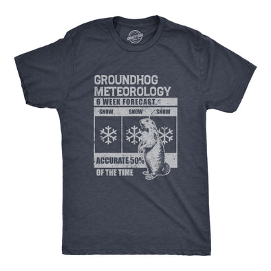 Mens Groundhog Meteorology T Shirt Funny Groundhogs Day Winter Weather Forecast Joke Tee For Guys